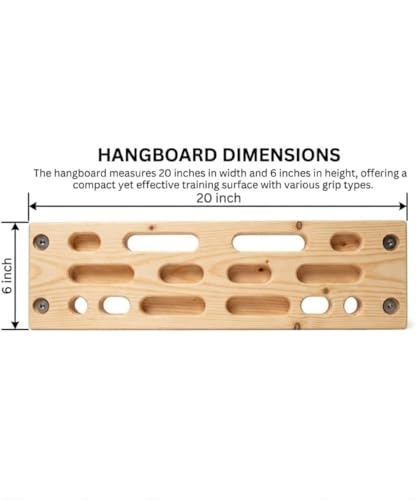 Image of Wooden Rock Climbing Hangboard - Premium Hardwood Fingerboard for Bouldering & Grip Strength Training - Ergonomic Design with 20mm Edges, Jugs & Pockets - Skin-Friendly Home Gym Equipment (20 inch x 6 inch)