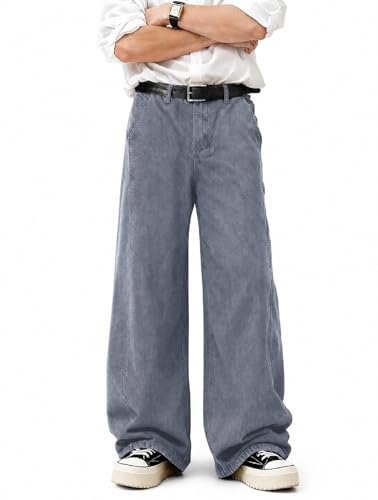 QNIM Men's Loose Fit Jeans (Gray) Grey - Image 2