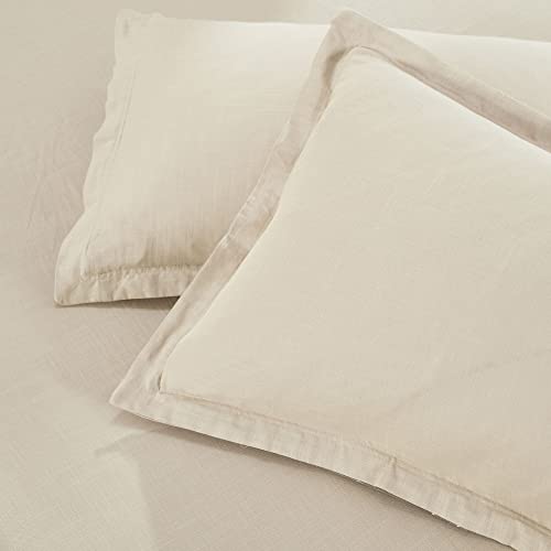 Image of TRIDENT Namaste King Size Solid Fitted Sheet Set- 100% Cotton- 3-Piece Sheet Set with 2 Pillowcases-Superior Softness- 150 TC-Fitted bedsheet- Linen Look- Sustainable (Sesame Brown)