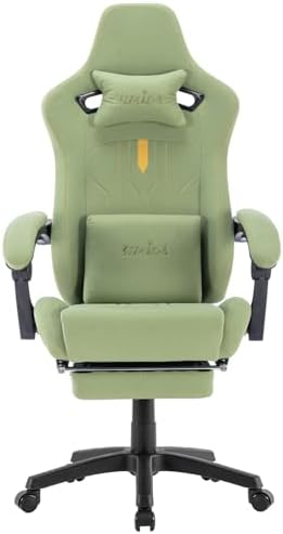 Gaming Chair with Footrest Ergonomic Computer Chair Massage Lumbar Cushion, Racing Video Game Chair Adjustable Rocker Recliner Executive Office Desk Chair Pu Leather for Adults