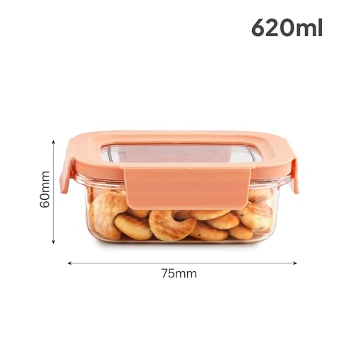 Image of CELLO Stylelock Pet Storage Container for Kitchen 620ml Baby Orange | Freezer & Fridge Safe Stackable Airtight Kitchen Storage Container Jar Box Set for Biscuits Bread Coffee Fruits Pasta Flour Spices