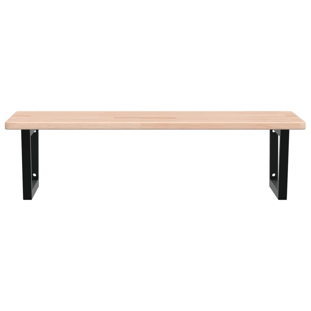 Piano lavabo con supporto in acciaio e rovere massiccio, 100 x 60 x 2,5 cm, montaggio a parete, portata fino a 100 kg, salvaspazio, per bagno e WC degli ospiti