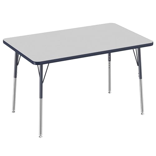 FDP 30" x 48" Rectangle Table with Swivel Glide Legs - Gray/Navy