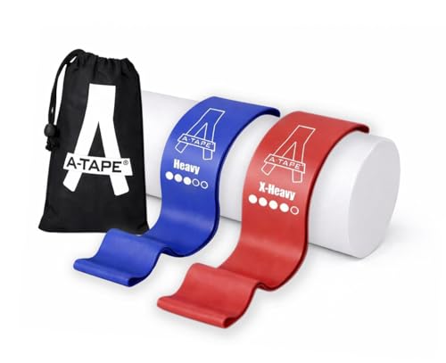 Image of A-Tape Resistance Loop Bands Set for Men & Women | Premium Natural Rubber Heavy Duty Workout Bands for Legs, Glutes, Squats, Stretching, Fitness & Physiotherapy (Blue, Red) (Pack-2)