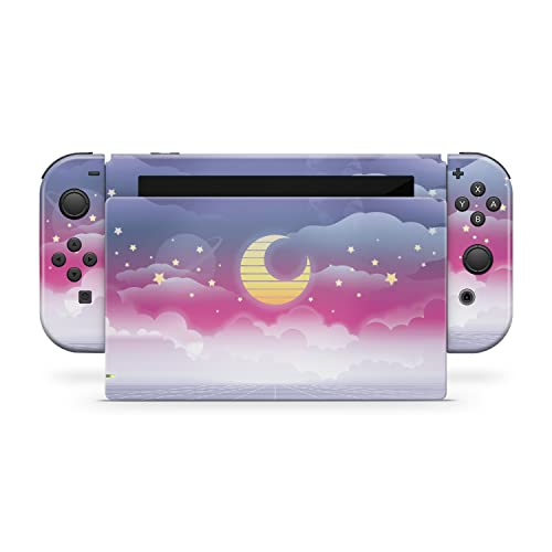 Image of Tacky Design Clouds Skin Compatible Nintendo Switch Skin Wrap Cover, Moon Stickers, Premium Vinyl 3M Full Wrap Decal, Purple Starry Sky