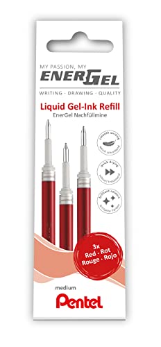 Pentel EnerGel LR7 Lot de 3 recharges pour stylo gel 0,7 mm Rouge
