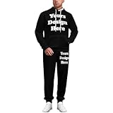 TIFDHIS Customizable Hoodie and Sweatpants Set with Your Design 2-Piece Personalized Graphic Print Gym Wear for Men Wome Outfits Family Matching black
