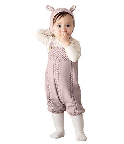 Skatheal Baby Boy Girl Knit Overalls Romper Suspenders Bib Pants Unisex Khaki Jumpsuit Bodysuit Summer Outfit(90)