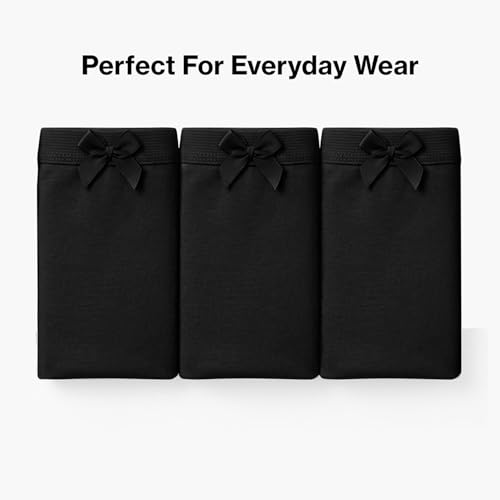 Image of NYKD Cotton Anti-Microbial Panties for Women, Seamless, High Rise, Full Brief, Stretch Full Rear Coverage with Inner Elastic Panty (Combo Pack of 3) Full Brief, NYP104, All Black, M, 3N
