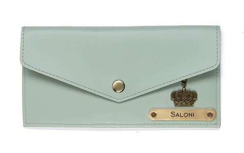 Image of AICA Personalized Name & Charm Leather Womens Wallet (Mint Green) | Customized Gifts for Women Girls | Gifts for Women | Wallet for Woman | Diwali Gifts | Wallet for Women | Corporate Gifts for Staff