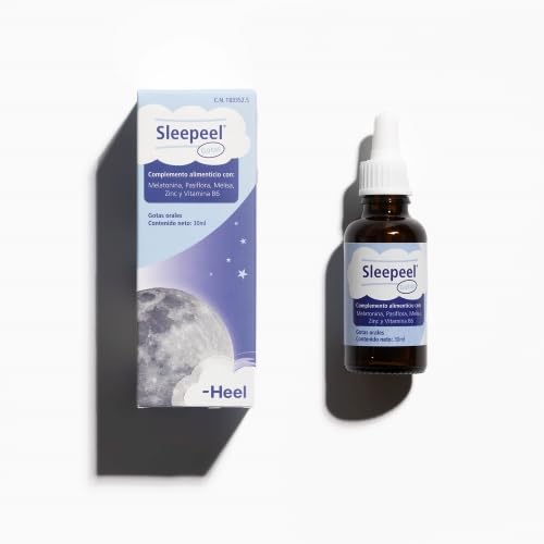Heel - Sleepeel Gotas, con Melatonina, Pasiflora, Melisa, Zinc y Vitamina B6, Mejora la calidad del Sueño, Disminuye el Cansancio, Apto para Veganos - 30 ml