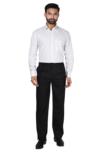 Image of Particle Pleat-Front Formal Trousers Checks Regular Fit Pants for Men, Waist Sizes 32-46