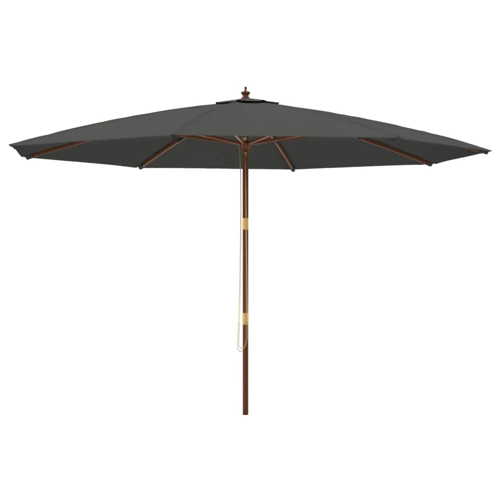 Parasol de jardin imperméable avec poteau en bois gris anthracite 400 x 273 cm Protection UV pour patio, extérieur, piscine, restaurant et café