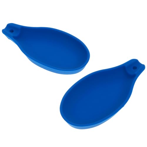 BESPORTBLE Soporte para Cuchara de Silicona de Grado Alimenticio Azul Tapete para Cuchara 2 Piezas Organizador Práctico para Utensilios de Cocina Adecuado para Mantener Limpia la Encimera
