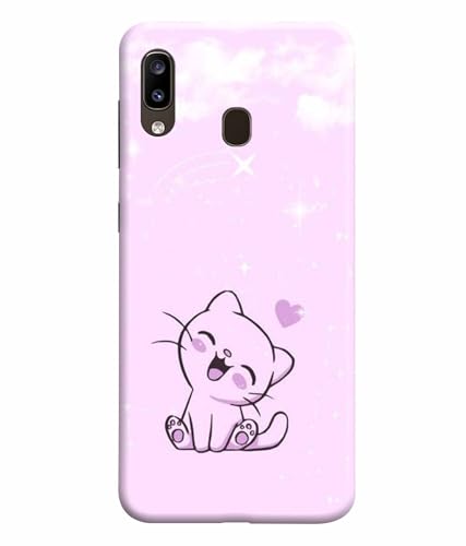 Image of Printed Hard Back Case Cover & Compatible for Samsung Galaxy M20 | Cute Cat Vector (Multicolor) - D1189