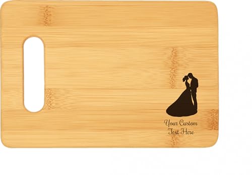 Engraved 13.75" x 9.75" Bamboo Rectangle Wedding Cutting Board –