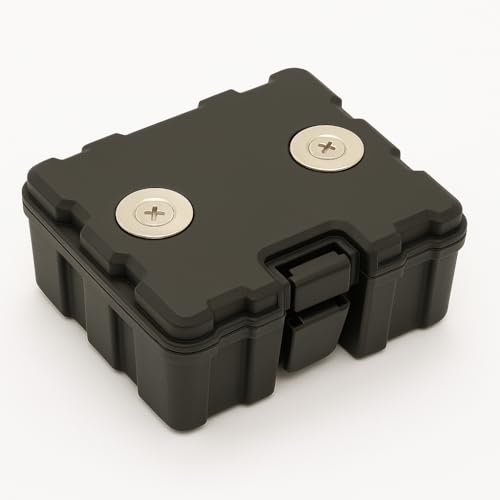 Image of Stash-Pro Magnetic Storage Box - Heavy-Duty ABS Case with Dual Strong Magnets | 9 x 8 cm Compact Waterproof & Dustproof Organizer for GPS, Valuables, Key Hider, Outdoor Use