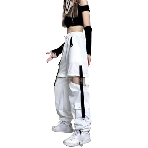 Pantalon cargo femme punk à rubans et joggers ajustés Harajuku