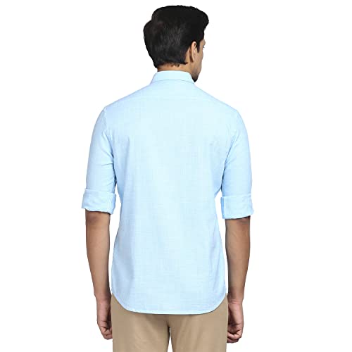 Image of Colorplus Men's Pure Cotton Yarn Dyed Pattern Tailored Fit Spread Collar Full Sleeve Casual Shirt