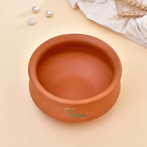 Image of Handmade Clay Curd Pot with Lid | Earthen Yogurt Setting Handi | Mitti Ki Dahi Jamane Ki Handi | Natural & Traditional (2000 Gram)