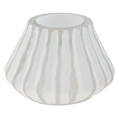 Karma, Boho Fluted Pyramid Tealight, Votive Candle Holder, Glass Votive Candle Holders for Table Decorations, Beach Party and Coastal Home Decor, White