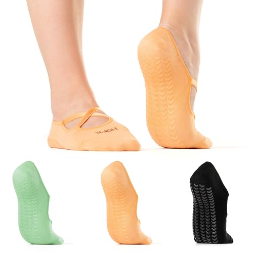 Image of Pilates Socks for Women, Non-Slip Grip Yoga Socks with Grips for Barre, Studio & Home Workouts