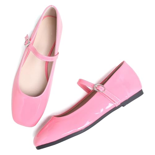 Image of LUXINYU Women's Slip on Flats,Classy Round Toe Solid Classic Mary Jane Ballet Dance Shoes Soft Comfortable PU Flat Shoes