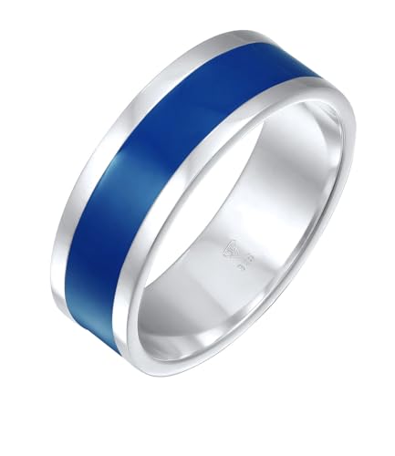 Bague Kuzzoi homme argent 925 poli et émail bleu d'orfèvre