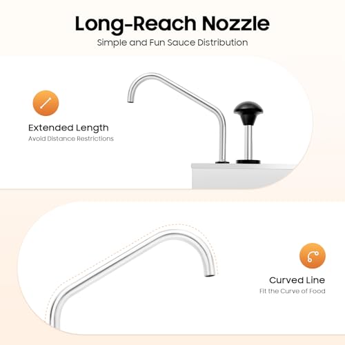 Sauce Dispenser Pump, 4L/4.2QT Commercial Stainless Steel Squeeze Condiment Pump Station for Syrup Salad Dressing Ketchup Seasoning Sauce