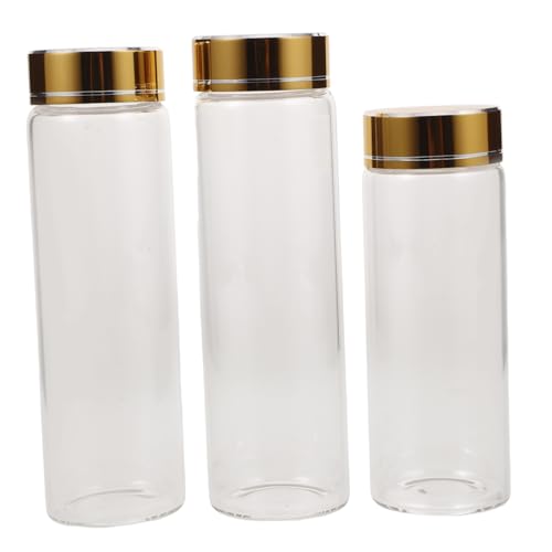 FUNOMOCYA 3pcs Glass Bottle Scientific Experiments Test Tubes Test Tubes Bottle Glass Test Tubes Test Tube Glass Tubes with Caps Glass Tube Scientific Test Tube Scientific Tube Lab Test Tube