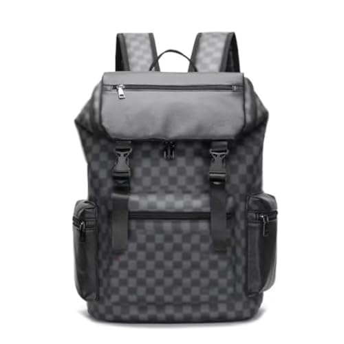 Black Leather Laptop Backpack for Men Women School College Bookbag Computer for Work Travel Large capacity Rucksack