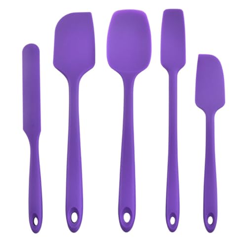 Toyvian Juego de 5 Espátulas de Silicona Resistentes al Calor, Multiusos y Flexibles para Cocina y Hornear Diseño sin Costuras Púrpura