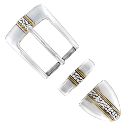 Andrew Silver with Gold Buckle Alligator Black Genuine Leather Belt 1-1/8" Wide4