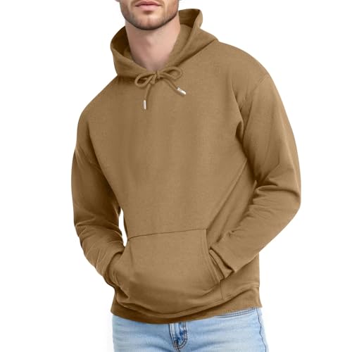 Mens Big & Tall Hoodies Lightweight Long Sleeve Drawstring Hooded Sweatshirts Solid Basic Pullover Tops