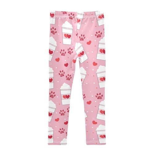 Girls Leggings Paw and Coffee Valentine's Day Toddler Girls Clothes Leggings for Girls Toddler Girls Leggings 3-4T2