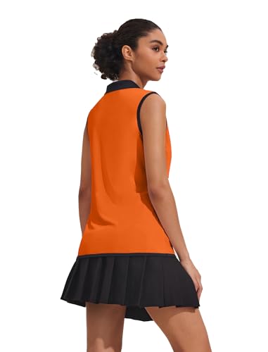 Image of COOrun Women's Golf Polo T Shirts Lightweight Moisture Wicking Sleeveless Shirt Quick Dry Zipper Tank Top