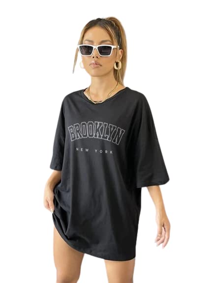 Image of REVEXO Women's Cotton Blend Half Sleeve Womens /Girls /Teenagers /Pragnet Womens Printed Loose Fit T-Shirt Round Neck /Oversized T-Shirts.