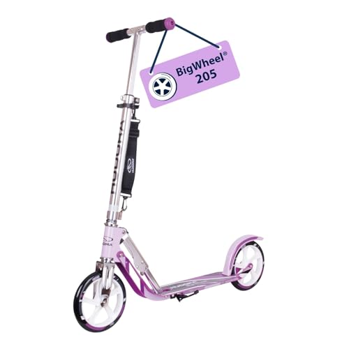 HUDORA BigWheel Scooter 205 - Stabiler Aluminium-Roller - Höhenverstellbarer & zusammenklappbarer Cityroller - Kinder- & Erwachsenenroller für bis zu 100kg - Tretroller mit Ständer