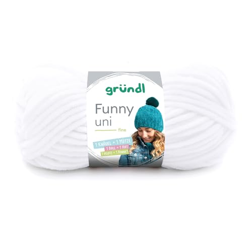 Gründl Laine Funny uni – laine chenille douce pour crocheter – douillette et douce pour la peau – 100% polyester – 1 pelote 100 g / 120 m – taille...