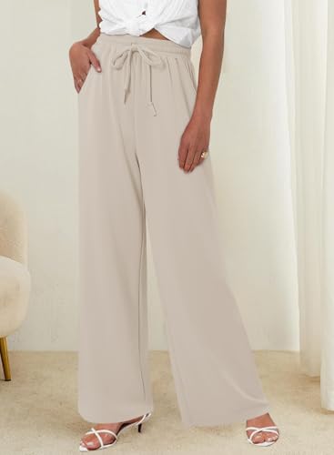 Angerella Womens Baggy Wide Leg Pants High Waisted Casual Lounge Pant Loose Comfy Stretchy Trousers with Pockets2
