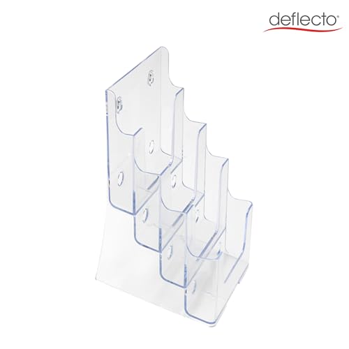 Deflecto Countertop 4 Tier A5 Portrait Multi-TierLiterature Holder - Magazine File Holder - Leaflet Holder Wall Mounting