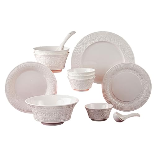 Servicio de vajilla de porcelana fina para 4 blanco ligero resistente a la viruta para restaurantes de comedor familiar regalo Servicio de vajilla de porcelana fina para 4 blanco ligero resistente a la viruta para restaurantes de comedor familiar regalo