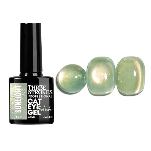 Image of THR3E STROKES Cat Eye Gel Nail Polish Set for Pink Brown Glitter Holographic Cat Eye, Salon Gel Manicure and Nail Art DIY at Home, Bright Moonlight (SUNLIGHT)