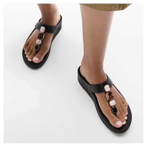 FitFlop Women's Fino Multi-Stone Leather Toe-Post Sandals Wedge3