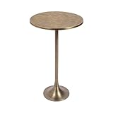 Kate and Laurel Baronet Modern Cast Aluminum Round Side Table, 14 x 14 x 24, Antique Brass, Transitional Circle End Table for Use as a Bedroom Nightstand or Living Room Plant Stand Option