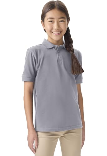 Image of Classroom School Uniforms for Boys and Girls Short Sleeve Pique Polo | Unisex Youth Shirt, Matching Ribbed Collar, Banded Sleeves, Three-button Placket, Comfortable Fit, School Uniform Essential