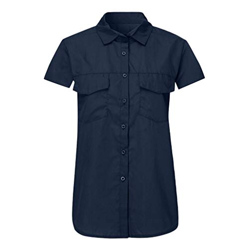 Blusa feminina Limsea com estampa solta e botão, 4 - Navy, Small