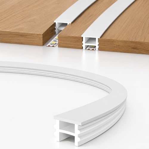 Bingotec 16.4Ft Silicone LED Channel System, Flexible LED Strip Diffuser with Milky White Cover, DIY Spotless Neon Rope Light Tube for LED Strips up to 12mm Wide (LED Strip Not Included)