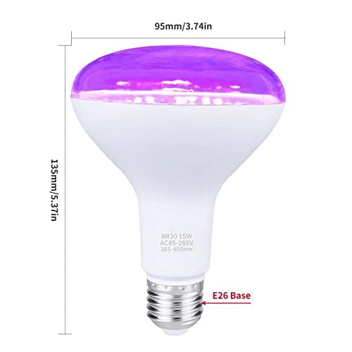 Shgpoda 3 Pack 15W Led Black Light Bulbs, Br30 E26 Blacklight Led Bulb 385-400Nm, Glow In The Dark For Blacklight Party, Body Paint, Fluorescent Poster, Neon Glow #TOP6