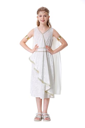Disfraz para niñas Diosa Griega Atenea Toga blanca de terciopelo miniatura 1